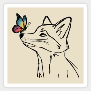 Fox with Butterfly Sticker